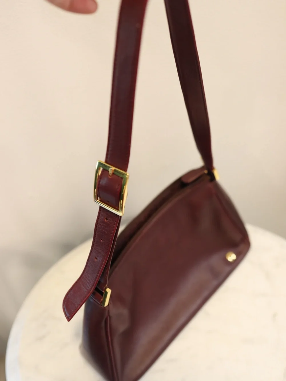 Etienne Aigner Oxblood Leather Shoulder Bag with Gold Hardware - Picture 8 of 9